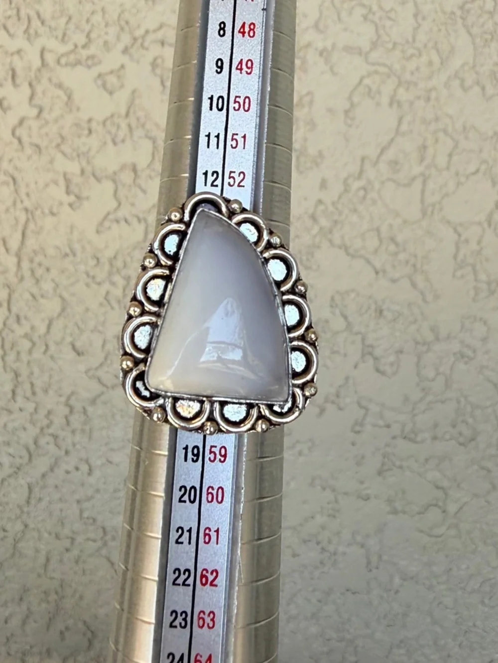 Artisan Sterling Silver Ring with Pale Gray Stone